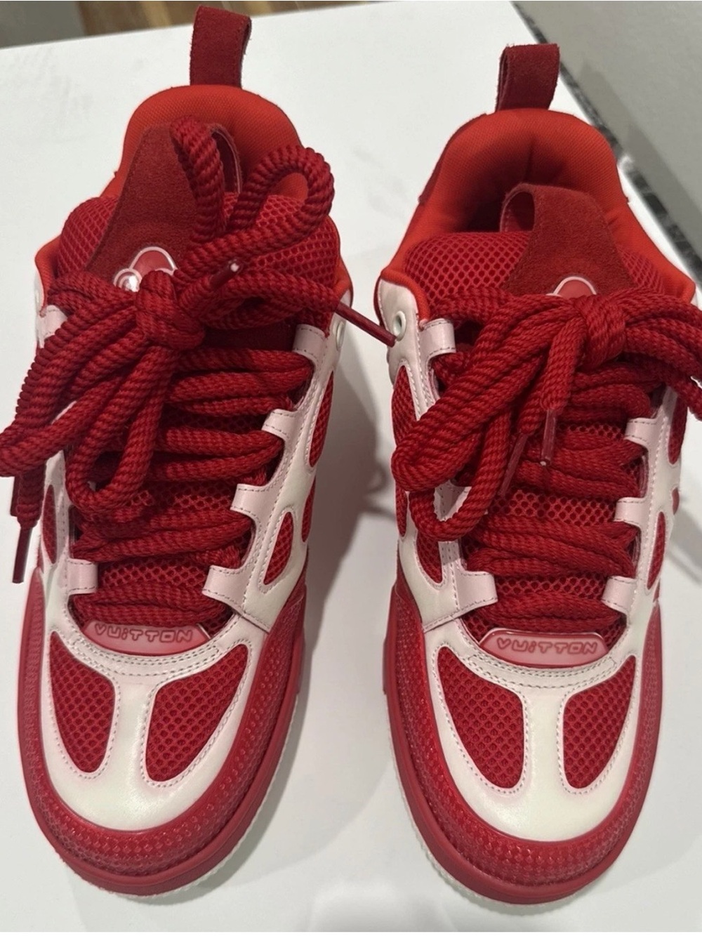 Louis Vuitton LV Skate Sneakers in red and white, men’s size 12